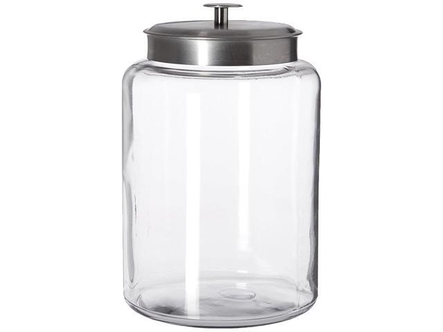 2.5 Gallon Montana Jar with Brushed Aluminum Metal Cover. Clear 95507