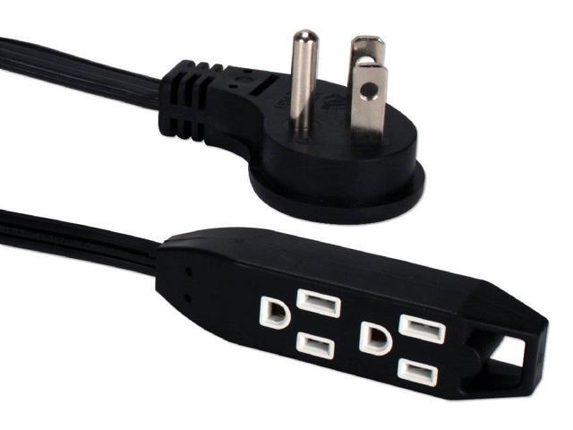Qvs 3-Outlet 3-Prong 10Ft Right-Angle Flat Power Extension Cord