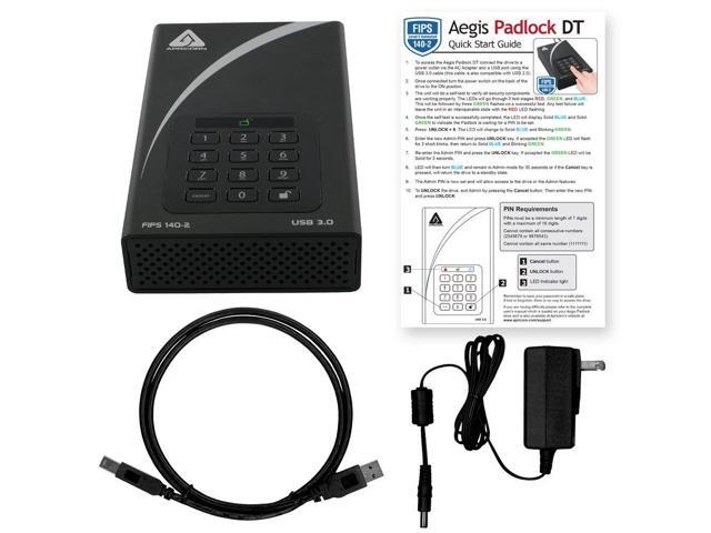 Apricorn Aegis Padlock Dt Fips Adt-3Pl256f-12Tb 12 Tb Desktop Hard Drive - External - Black - Taa Compliant