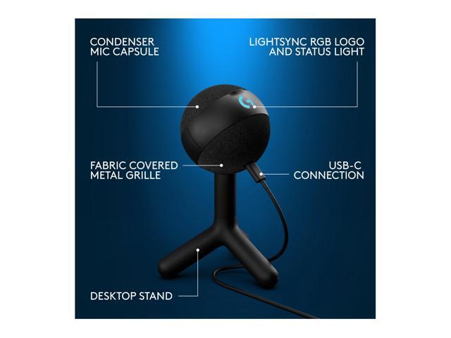 Logitech - Yeti Orb Wired Cardioid Condenser Gaming Microphone with LIGHTSYNC RGB Lights - Black - image 5