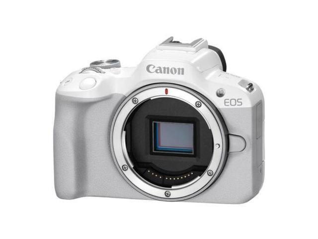 Canon EOS R50 Mirrorless Camera (White) 24.2MP APS-C, RF Mount, 4K Video, DIGIC X, Subject Tracking, Compact Vlogging Camera Wi-Fi Bluetooth