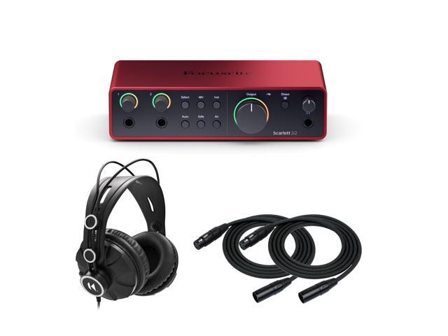 Focusrite Scarlett 2i2 4th Gen USB Audio Interface with Headphones and Cables