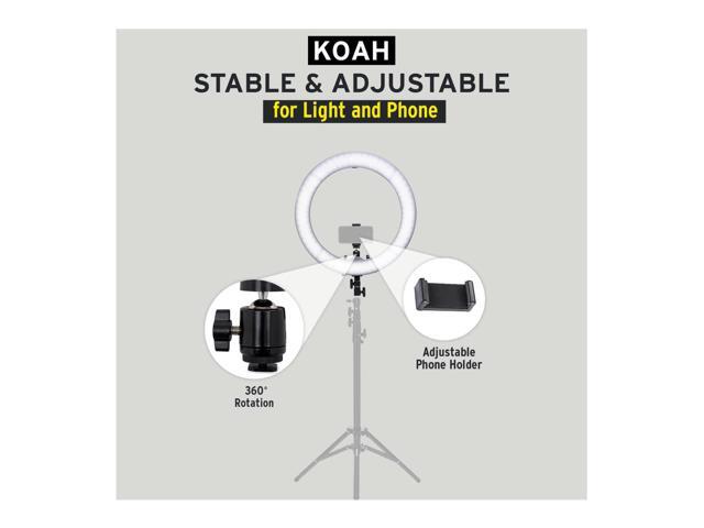 koah sol sphere 19-inch 55 watt dimmable ring light kit with carrying bag, and smartphone holder for youtube, self-portrait sho