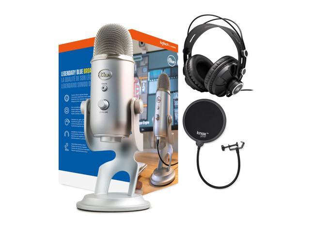 Blue Microphone Yeti USB Mic (Silver) with Headphones Bundle