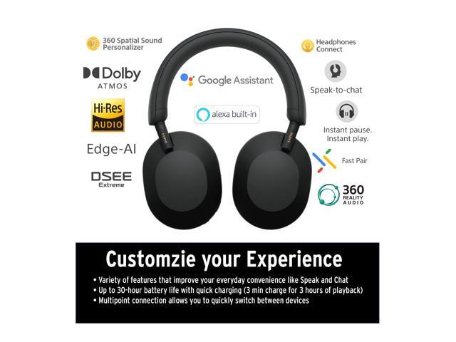 Sony WH-1000XM5 Wireless Noise Canceling Over-Ear Headphones (Black) Bundle