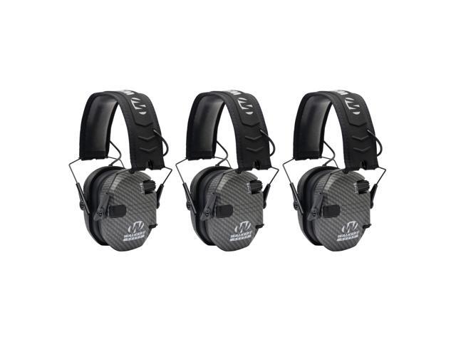 Walker's Razor Slim Electronic Shooting Muffs 3-Pack Bundle (Carbon Gray)