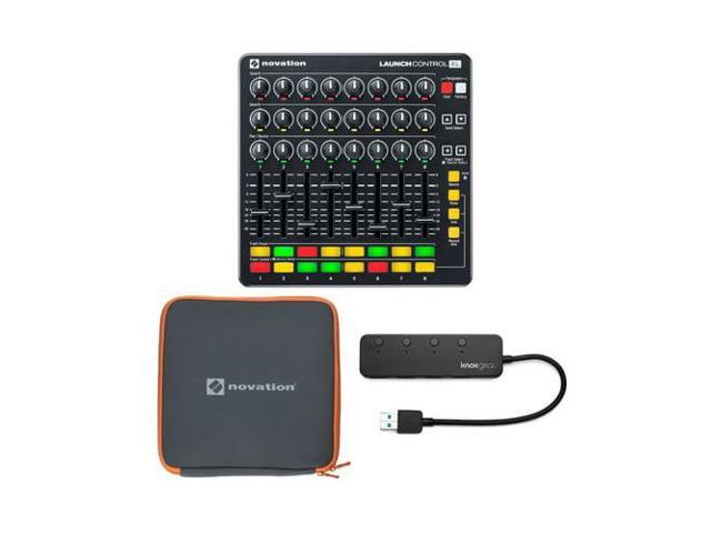 Novation LaunchControlXL MIDI USB Controller Bundle w/ Case & 3.0 4 Port USB Hub