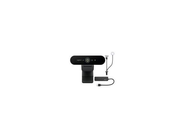 Logitech Miro 4K Pro Webcam with Webcam Stand and 4-Port 3.0 USB Hub