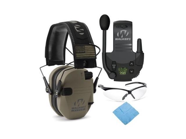 Walkers Razor Slim Electronic Muff (FDE Patriot) with Walkie Talkie and Glasses