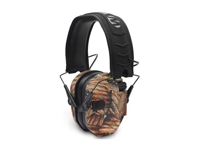 Walker's Razor Slim Electronic Shooting Muff (American Flag) with Glasses Bundle
