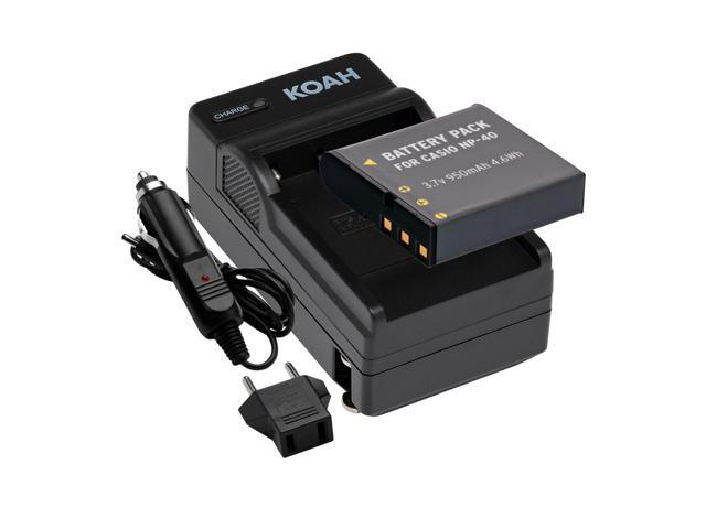 Koah Rechargeable Battery and Charger Kit for Casio NP-40 and Kodak LB-060