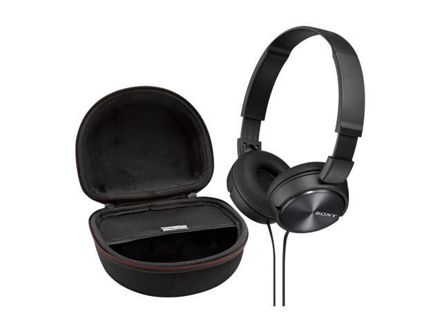 Sony MDR-ZX310AP ZX Series Stereo Headset (Black) with Headphone Case bundle