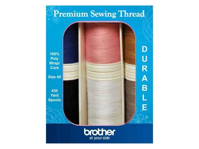 Brother SASEW6 6 Pc Sewing Thread, Black, White, Grey, Blue, Pink, Taupe