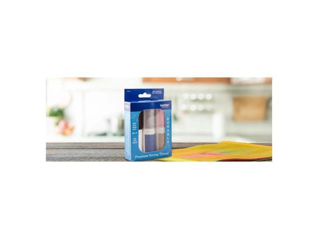 Brother SASEW6 6 Pc Sewing Thread, Black, White, Grey, Blue, Pink, Taupe