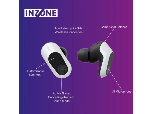 Sony WFG700N/W INZONE Buds Truly Wireless Noise Canceling Gaming Earbuds (White) with Noise Isolating Memory Foam Tips & Silicone Earbuds (3 Pairs...