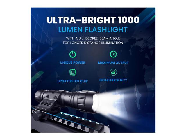 Tactical Rechargeable Flashlight with Picatinny Rail Mount