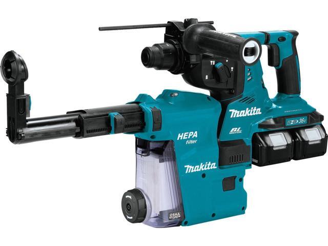 Makita 36V (2 x 18V) LXT 5.0Ah Batteries Brushless Cordless 1-1/8 Inch SDSPLUS AVT Rotary Hammer Kit with HEPA Dust Extractor, AFT, AWS Capable