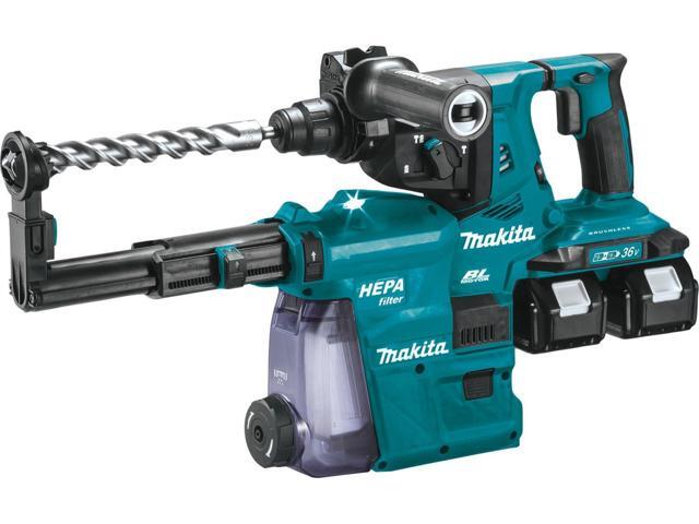 Makita 36V (2 x 18V) LXT 5.0Ah Batteries Brushless Cordless 1-1/8 Inch SDSPLUS AVT Rotary Hammer Kit with HEPA Dust Extractor, AFT, AWS Capable