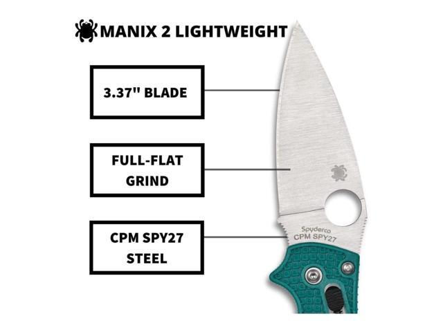 Spyderco Manix 2 3.37-Inch CPM SPY27 Steel Blade PlainEdge Foldable Knife with FRCP Handle (Blue)