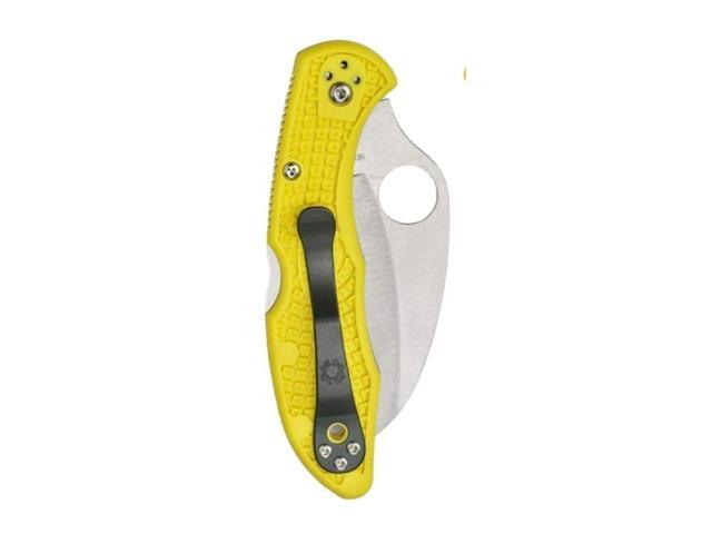 Spyderco Tasman Salt 2 Lightweight Folding Knife with H-1 Corrosion-Resistant Steel Hawkbill PlainEdge Blade and Yellow FRN Handle