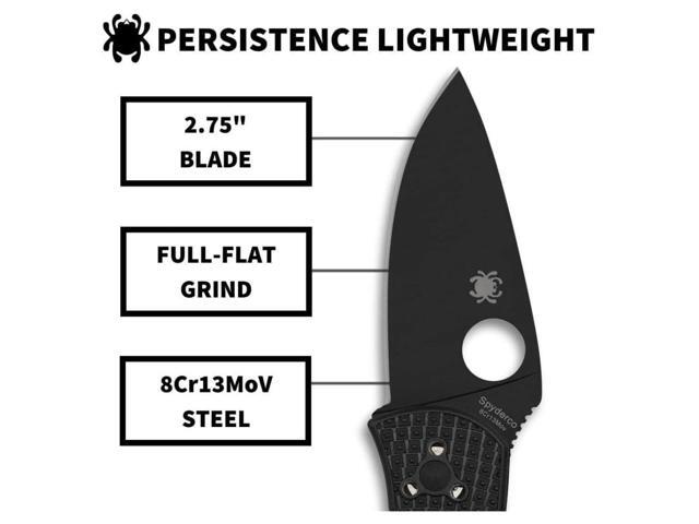 Spyderco Persistence Lightweight 6.85-Inch PlainEdge Pocket Knife with 8Cr13MoV Steel Blade and FRN Handle (Black)