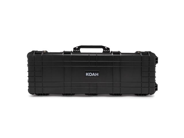 Koah 44' Inch Weatherproof Protective Roller Rifle Hard Case with Customizable Foam, Pressure Valve, and Lock Fittings (Black)