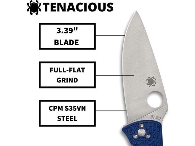 Spyderco Tenacious Lightweight Folding Utility Pocket Knife with 3.39-Inch CPM S35VN Steel Blade and Blue FRN Handle (PlainEdge)