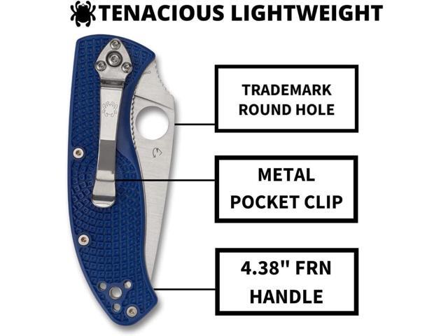 Spyderco Tenacious Lightweight Folding Utility Pocket Knife with 3.39-Inch CPM S35VN Steel Blade and Blue FRN Handle (PlainEdge)