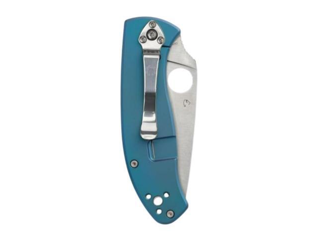 Spyderco Tenacious PlainEdge Folding Pocket Knife with 3.35-Inch 8Cr13MoV Blade, Reeve Integral Lock, and Blue Titanium Handle