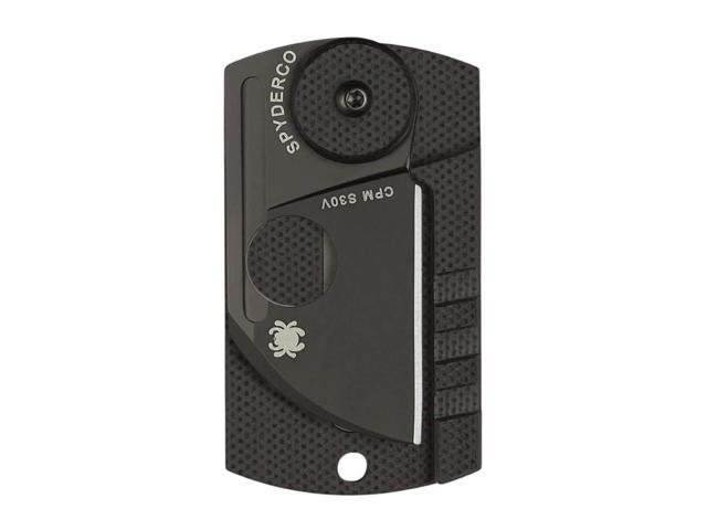 Spyderco Dog Tag Non-Locking Folding Knife with 1.23-Inch CPM S30V Steel Blade and Carbon Fiber Handle (Black)