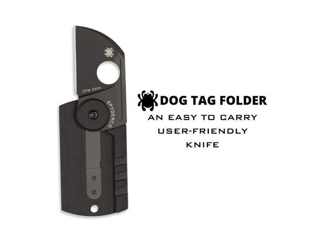 Spyderco Dog Tag Non-Locking Folding Knife with 1.23-Inch CPM S30V Steel Blade and Carbon Fiber Handle (Black)
