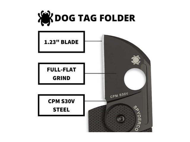 Spyderco Dog Tag Non-Locking Folding Knife with 1.23-Inch CPM S30V Steel Blade and Carbon Fiber Handle (Black)