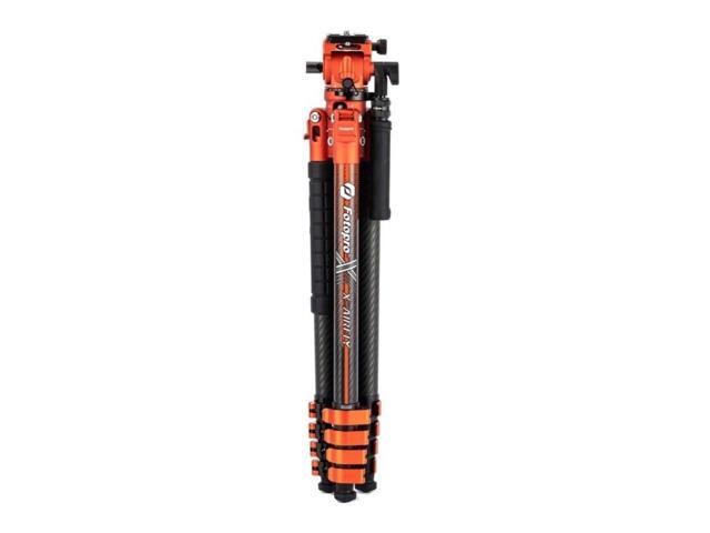 Fotopro X-Airfly Video Tripod with Flip Lock System, Compact and Lightweight Design, and Two Section Center Column (Orange)