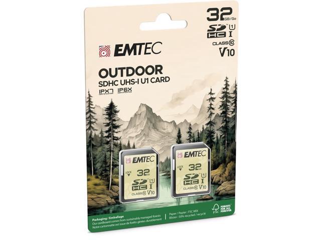 Emtec SD 32GB UHS-I U3 V30 Rugged Outdoor Series Card Designed for Use with Trail and Hunting Cameras (2-Pack)