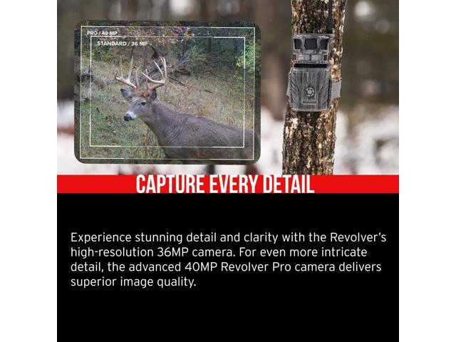 Stealth Cam Revolver 36MP Pro 360 Degree Cellular Trail Camera Bundle with Mounting Post, Solar Battery, 32GB Memory Card (4 Items)