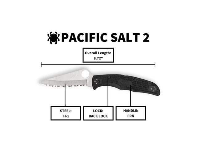 Spyderco Pacific Salt 2, 8.72-Inch Lightweight Folding Knife with Fiberglass Reinforced Black Nylon Handle, Rust-Resistant H-1 Steel Blade and Back...