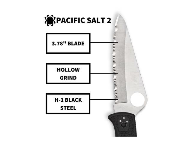 Spyderco Pacific Salt 2, 8.72-Inch Lightweight Folding Knife with Fiberglass Reinforced Black Nylon Handle, Rust-Resistant H-1 Steel Blade and Back...