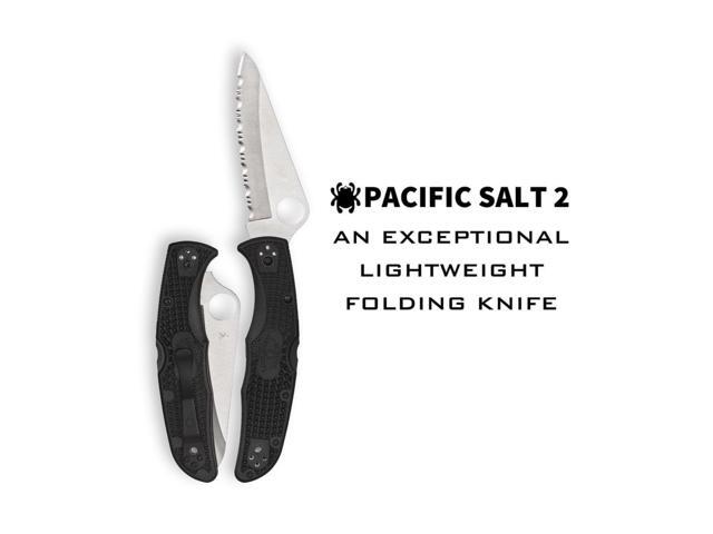Spyderco Pacific Salt 2, 8.72-Inch Lightweight Folding Knife with Fiberglass Reinforced Black Nylon Handle, Rust-Resistant H-1 Steel Blade and Back...