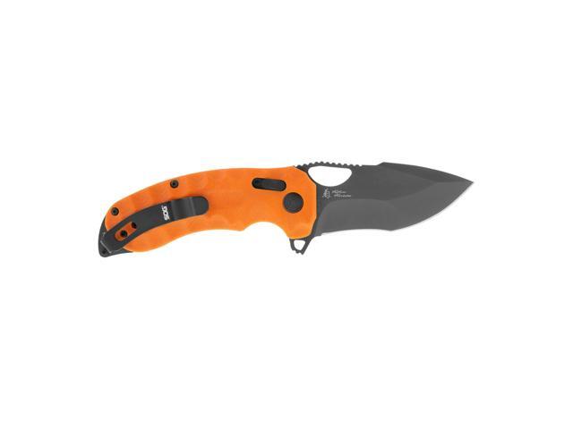 SOG Kiki XR LTE 3.02-Inch CTS XHP Steel Corrosion Resistant Blade Orange G10 Handle Folding Knife with XR Lock and Pocket Reversible Clip
