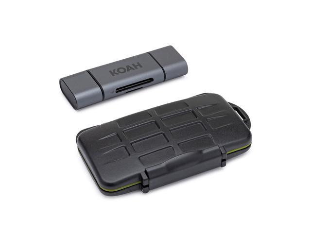 Koah Pro 2-in-1 Aluminum Shell OTG Dual Slot SD Card Reader and Rugged Memory Storage Carrying Case