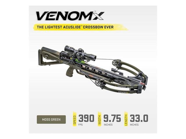 TenPoint Venom X Crossbow with ACUslide Cocking and De-Cocking System, Pro-View 400 Scope, and Scope Struts (Moss Green)