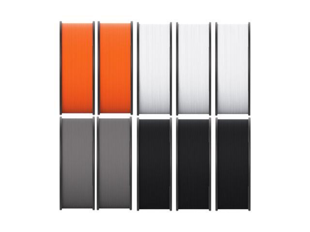 MakerBot 900-0116A Sketch Onyx Black, Stone White, Gray, and Orange Tough PLA Filament for Sketch 3D Printers (10-Pack)