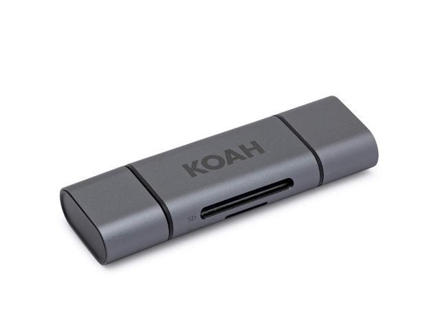 Koah PRO Rugged Memory Storage Carrying Case and 2-in-1 Aluminum Dual Slot SD Card Reader Bundle (2 Items)