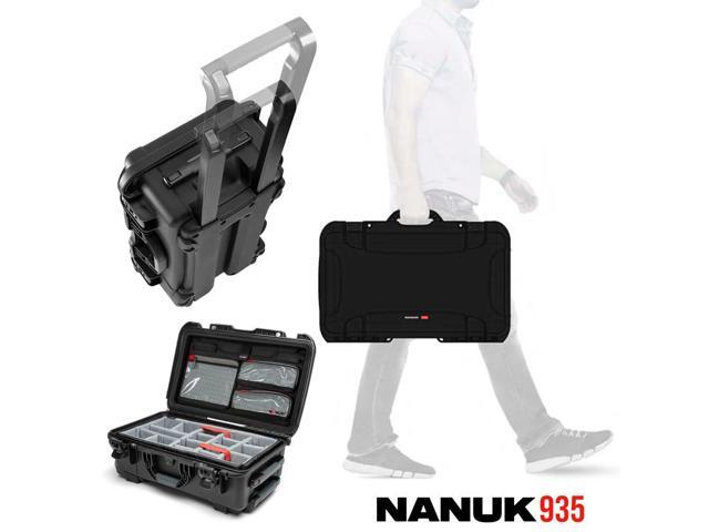 Nanuk 935 Waterproof Hard Case with Lid Organizer, Padded Divider and Wheels (Black) Bundle with Nanuk 225 Waterproof Hard Case (Black) (2 Items)