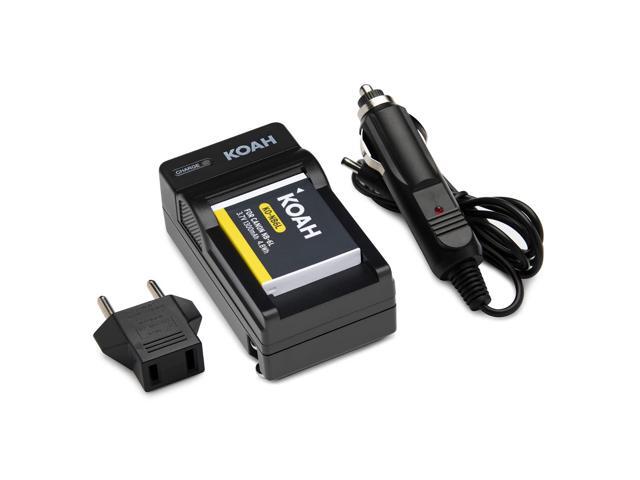 Koah PRO Rechargeable Replacement 1300 mAh Li-Ion Battery and Charger Compatible with Canon NB-6L, NB-6LH, small, compact and ultra portable spare...