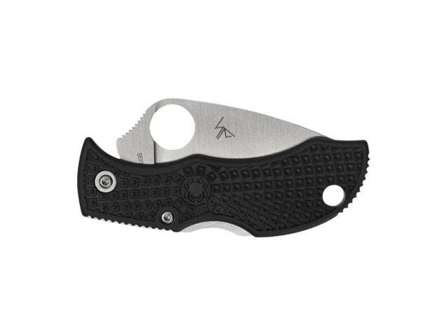Spyderco Manbug Folding Knife with Leaf Shape, Full-Flat-Ground Serrated VG-10 Steel Blade and Lightweight Injection-Molded Handle (Black)