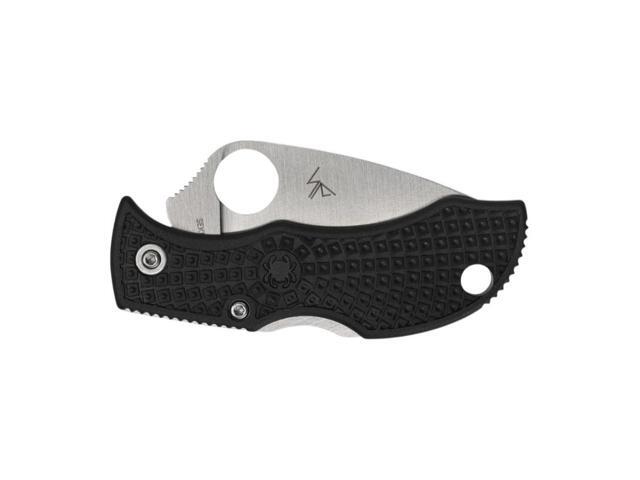 Spyderco Manbug Folding Knife with Leaf Shape, Full-Flat-Ground Serrated VG-10 Steel Blade and Lightweight Injection-Molded Handle (Black)