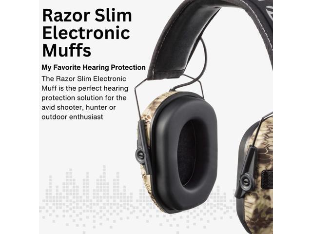Walkers Razor Slim Electronic Muff (Kryptek Camo) Bundle with Walkers Razor Walkie Talkie Attachment (Olive Drab Green), Sport Glasses (Clear), and...