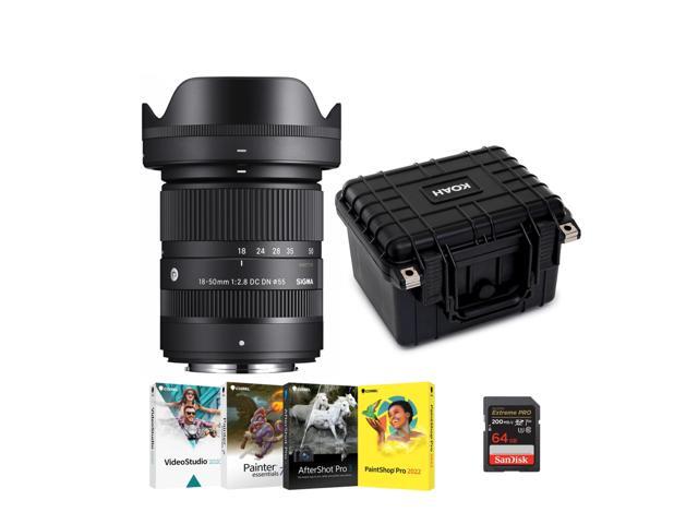 Sigma 18-50mm F2.8 DC DN Contemporary Lens for Fujifilm X Mount with Hard Case Travel Bundle (4 Items)
