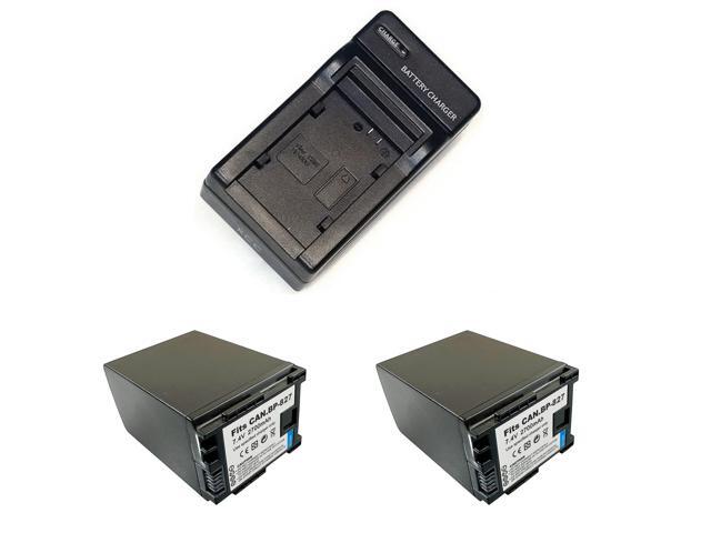 2 Battery + Charger for FULLY DECODED Canon BP-827 Vixia hf200 Legria hf200 hf20 hf s10 s100 hfs10